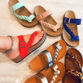 Stylish Plaited Toe Loop Flat Sandals Oshnow